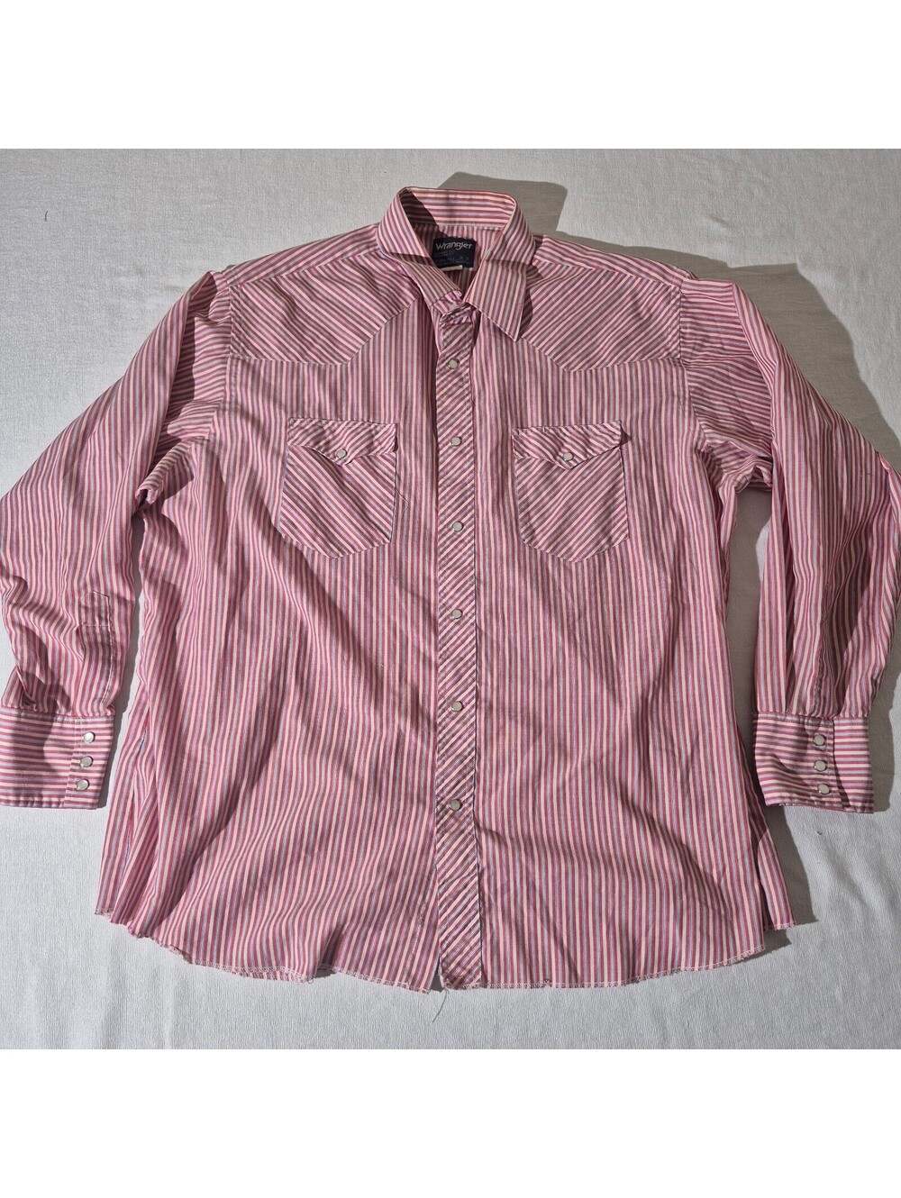 Vintage Wrangler X Long Tails 18-35 XL XXL pearl snap striped western shirt